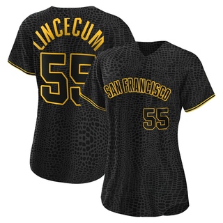 Authentic Tim Lincecum Women's San Francisco Giants Snake Skin City Jersey - Black