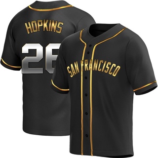 Replica TJ Hopkins Men's San Francisco Giants Alternate Jersey - Black Golden