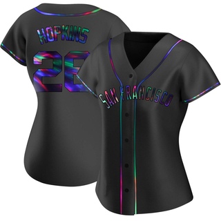 Replica TJ Hopkins Women's San Francisco Giants Alternate Jersey - Black Holographic