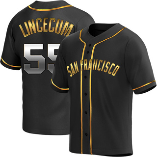 Replica Tim Lincecum Youth San Francisco Giants Alternate Jersey - Black Golden