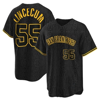 Replica Tim Lincecum Youth San Francisco Giants Snake Skin City Jersey - Black